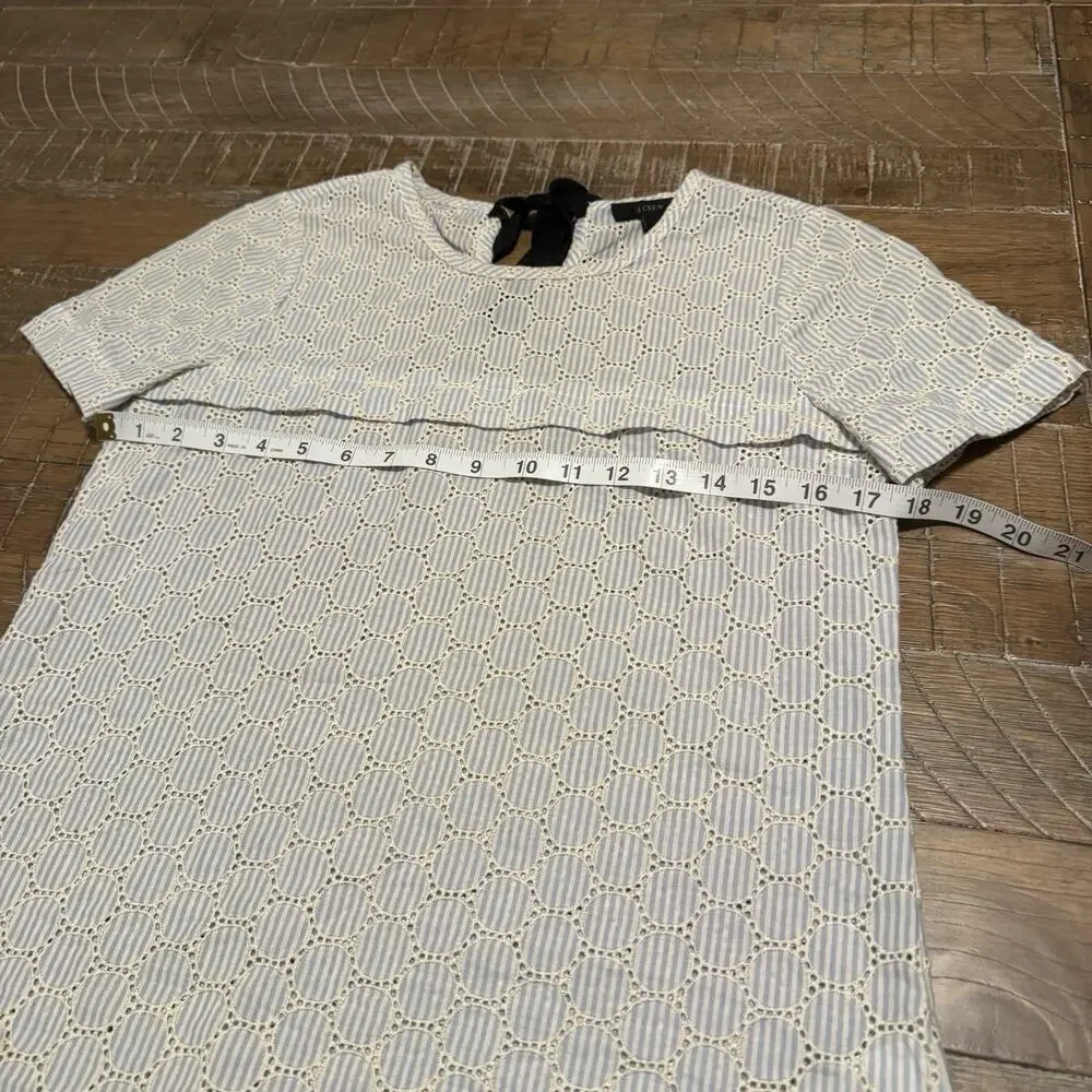 J CREW Eyelet Lace SS Pullover Blouse Striped Women's Size 0 Career Event Office - Picture 2 of 8